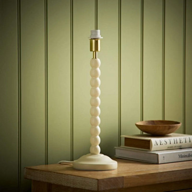 Image of Valuelights Bobbin Cream Wooden Bobble Table Lamp Base