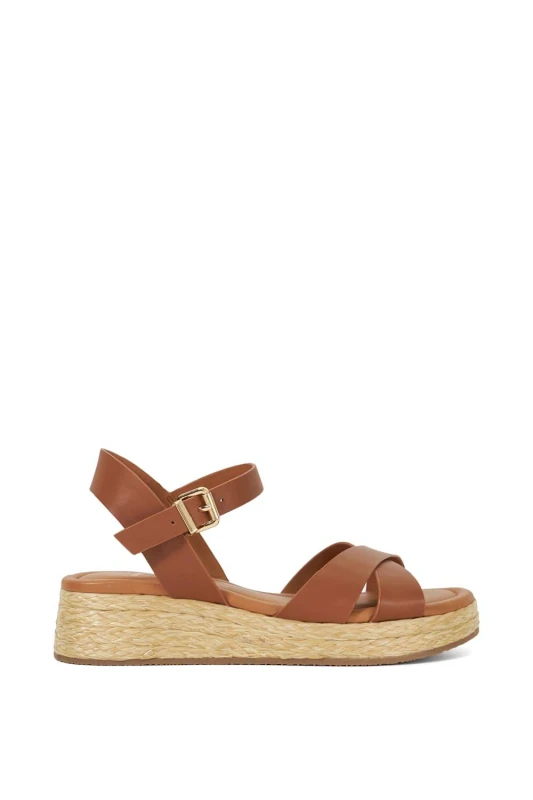 Image of Dune London Womens 'Littleton' Leather Sandals in Brown Size: 5 Brown Female 5