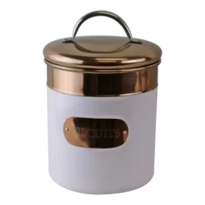 image of Biscuit Tin, Copper & White Metal Design