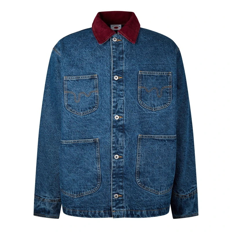 Image of ICECREAM Mens Chore Cotton Long Sleeve Denim Jacket INDIGO male Medium