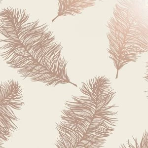 Image of Holden Fawning Feather Cream and Rose Gold Wallpaper