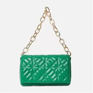 image of Missguided Faux Leather Quilted Shoulder Bag - Green