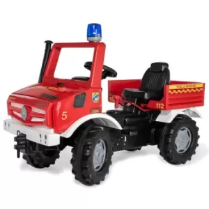 image of Rolly Toys Mercedes Unimog Fire and Rescue Ride On, red