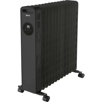 image of Digital Oil Filled Radiator, 2.5kW/2500W, Overheat Protection, Black - IG2626BL - Igenix