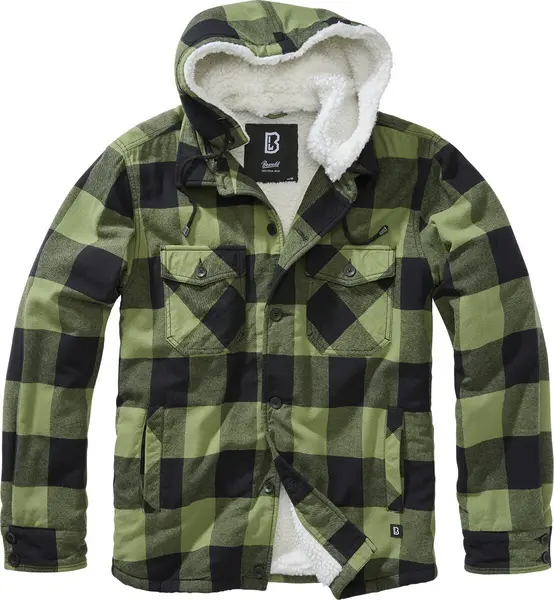 image of Brandit Lumberjacket Hooded Between-seasons Jacket Black olive L Men