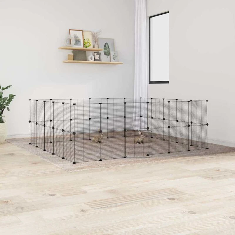 Image of VIDAXL 44-Panel Pet Cage with Door Black 35x35cm Steel Vidaxl 8720287190790