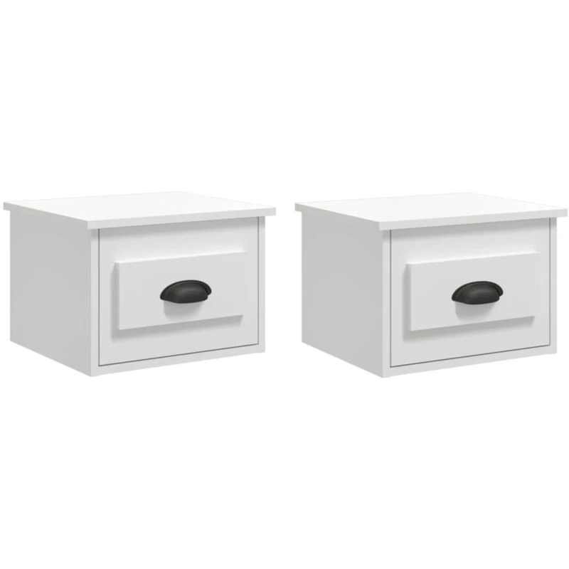 Image of VIDAXL Wall-mounted Bedside Cabinets 2 pcs High Gloss White 41.5x36x28cm Vidaxl 8720845792718