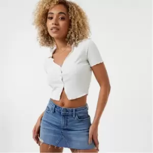 Image of Jack Wills Ruffled Hem Short Sleeve Shirt - Purple
