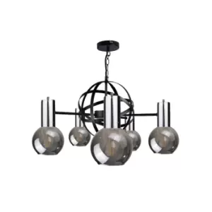 image of Planet Pendant Ceiling Light Black, Silver, 60cm, 5x E27