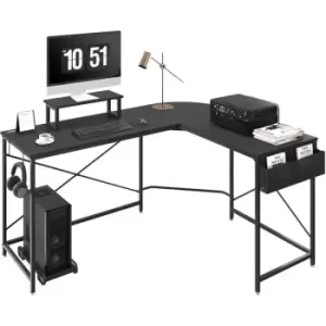 image of VEVOR L Shaped Computer Desk Corner Desk w/ Monitor Riser 59" for Home Black