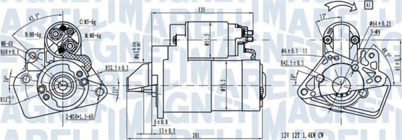 Image of MAGNETI MARELLI Starter motor MAGNETI MARELLI 063721332010