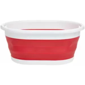 Image of Collapsible Red White Basket With Comfortable Handles Sturdy Portable And Multipurpose Laundry / Storage / Toys w54 x d39 x h24cm - Premier Housewares