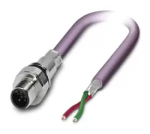 image of Phoenix Contact 1519561 Sensor Cord, 2P, M12 Plug-Free End, 2M