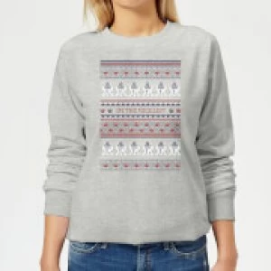 Image of Star Wars On The Nice List Pattern Womens Christmas Sweatshirt - Grey - 3XL