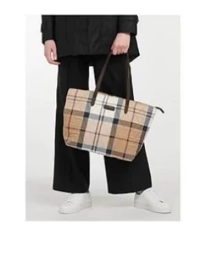 Image of Barbour Barbour Wetherham Quilted Tartan Tote -Hessian