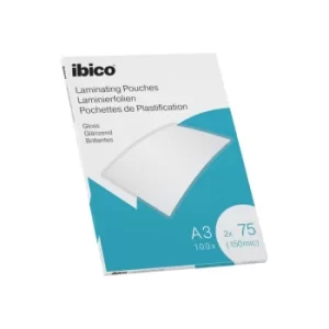 image of Ibico Gloss A3 Laminating Pouches 150 Micron Crystal Clear (Pack 100)