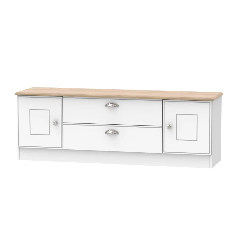 Image of Albert 2 Door 2 Drawer Superwide TV Unit In White Ash & Oak (Ready Assembled)