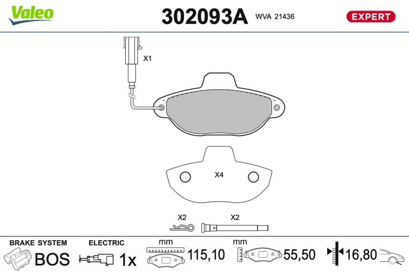 Image of Brake pad set VALEO 302093A
