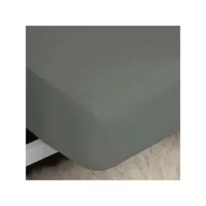 Image of Belledorm Easycare Polycotton Percale 200 Thread Count 11" Deep Fitted Sheet, Grey, Three Quarter