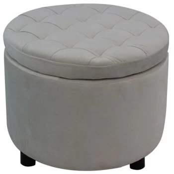 Fwstyle - Cream Velvet Round Ottoman Storage Stool Footrest - Cream - main image