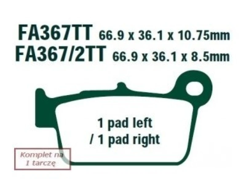 Image of EBC Brakes FA367/2TT Brake pad set Brake Pad Set,disc brake (402)