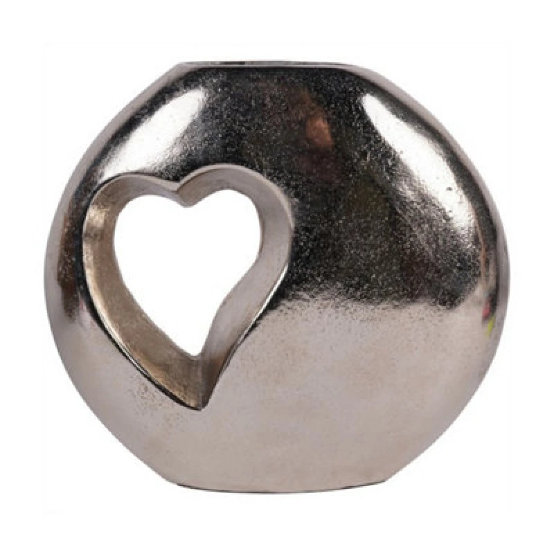 Image of Buttercup Farm Esme Heart Vase - Aluminium - L6.5 X W26 X H24cm - Silver