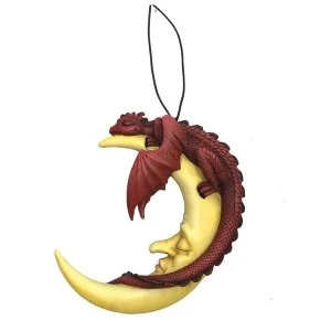 Image of Red Crescent Slumber Dragon and Moon Hanging Ornament