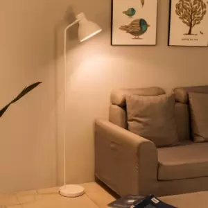 image of Floor Lamp for Living Room, Bowl Shade, On/Off Switch, ecp Plug, Reading Light, Simple Design, Matt White Finish, E27 Bulb Cap