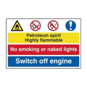 Image of Petroleum Spirit/No Smoking/Switch Off Engine - PVC (600 x 400mm)
