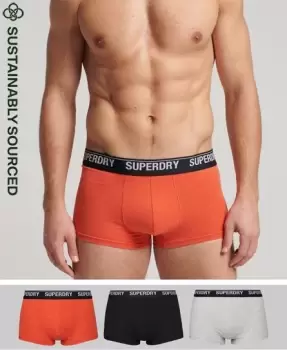 image of Superdry Mens Organic Cotton Trunk Triple Pack Multiple Colours / Black/Orange/Grey - Size: L