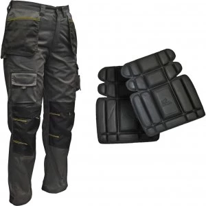 Roughneck Clothing Holster Work Trouser Knee Pads Black Grey 34 31