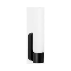 Image of Bathroom wall light Dresden Glass, Black aluminium, sandblasted 1 bulb 26.7cm