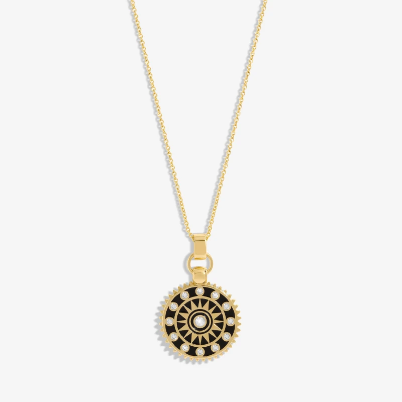 Image of Inicio Gold Plated Enamel Compass Necklace - Gift Pouch Gold female
