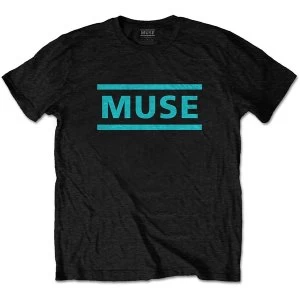 Image of Muse - Light Blue Logo Unisex Large T-Shirt - Black