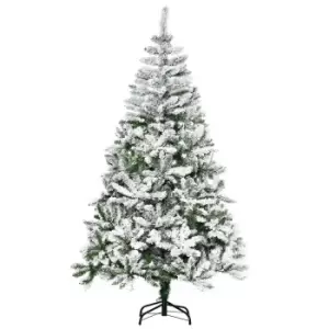 Image of Snow Flocked Artificial Christmas Tree with Realistic Branches 6ft, Green