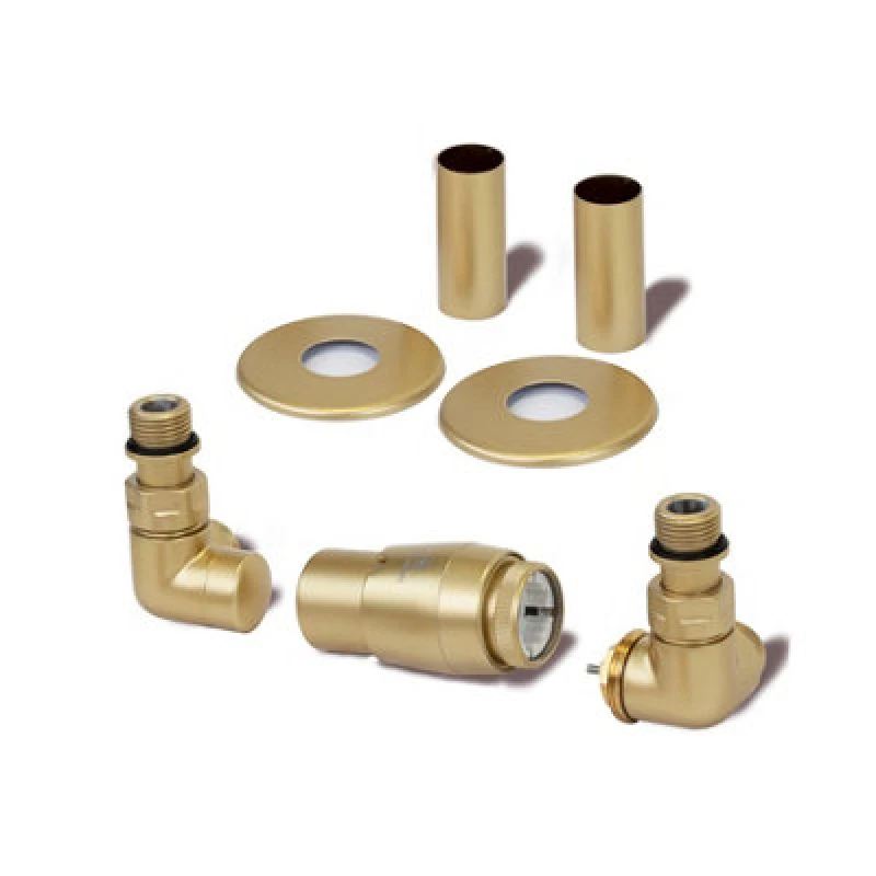 Image of Terma Vision Brass Right Sided Corner Radiator Valve & Lockshield (Dia)15mm X ½"