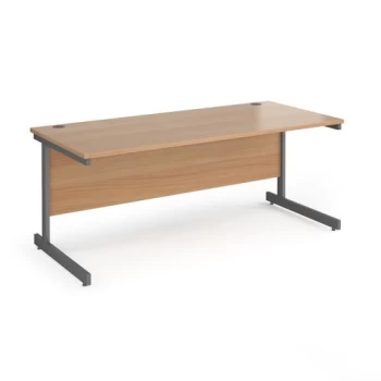 Image of Office Desk 1800mm Rectangular Desk With Cantilever Leg Beech Tops With Graphite Frames Contract 25
