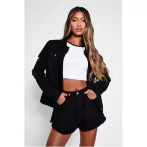 Image of I Saw It First Black Oversized Ripped Denim Jacket - Black