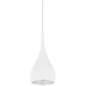 image of Italux Anon White - Modern Hanging Pendant Chrome, White 1 Light with Metal Alloy Shade, E27