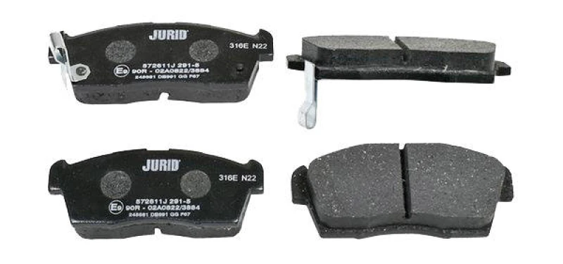 Image of JURID 572611J Brake pad set with acoustic wear warning, without accessories Brake Pad Set,disc brake (402)