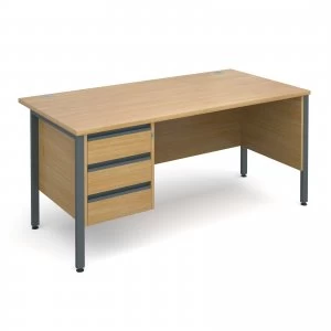 Image of Maestro 25 GL Straight Desk With 3 Drawer Pedestal 1600mm - Graphite H
