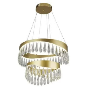 Image of Searchlight Jewel LED 2 Tier Pendant Gold, Crystal 4000K