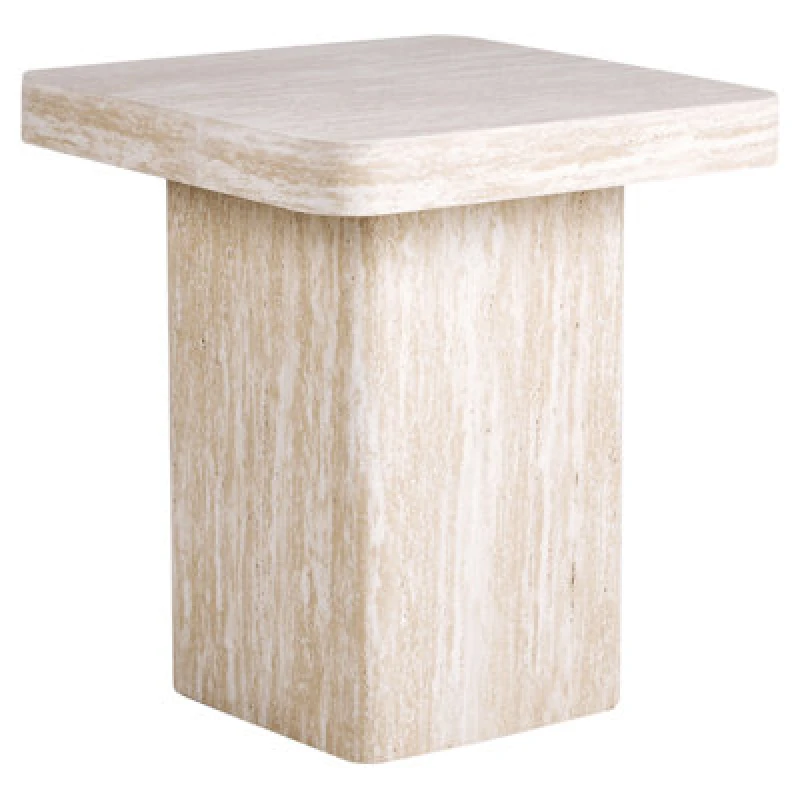 Image of Beliani Side Table Duson Travertine Effect