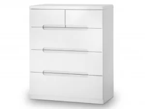 image of Julian Bowen Manhattan White High Gloss 32 Drawer Chest of Drawers Flat Packed