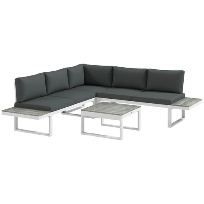 Image of Outsunny 4pc Corner Sofa Set w/ 5-Level Recline - White 84G-316V70CG