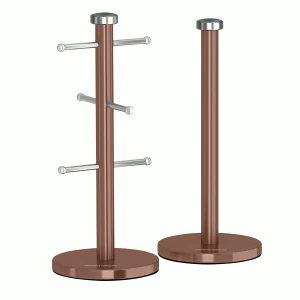 image of Morphy Richards Accents Mug Tree and Kitchen Roll Holder - Copper