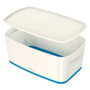 image of Leitz Mybox Small 5 litre Storage Box with Lid WhiteBlue