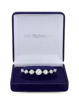 Image of Jon Richard Jon Richard Rhodium Plated Halo Toggle Bracelet - Gift Boxed