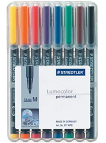 Image of STAEDTLER Lumocolor Lumocolor, Liquid Ink Technology, Permanent Marker, Fibre Tip, 1 mm, Assorted Ink Colour