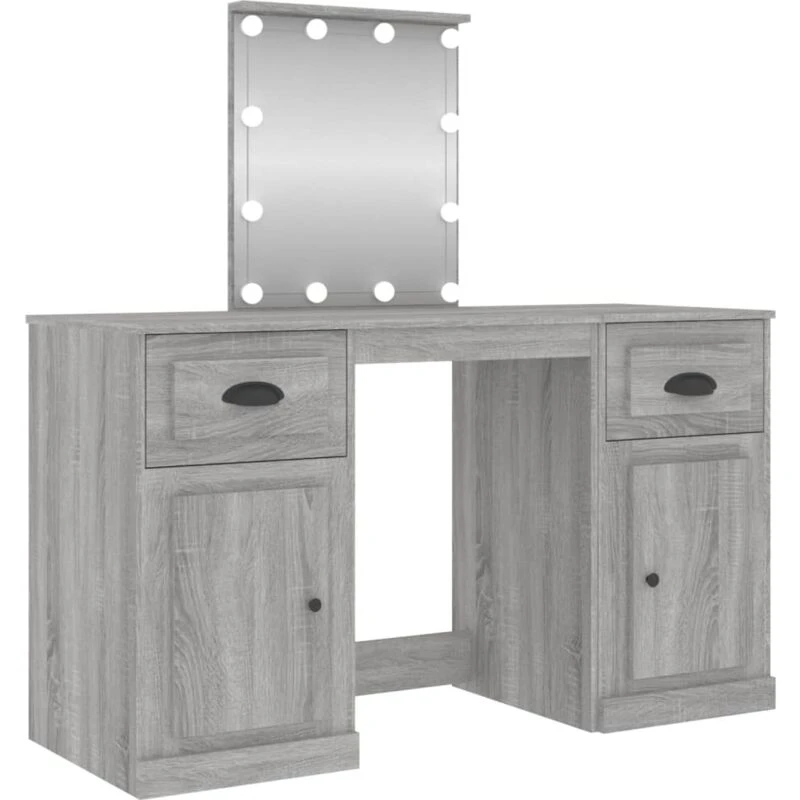 Image of VIDAXL Dressing Table with LED Grey Sonoma 130x50x132.5cm Vidaxl 8720845822781
